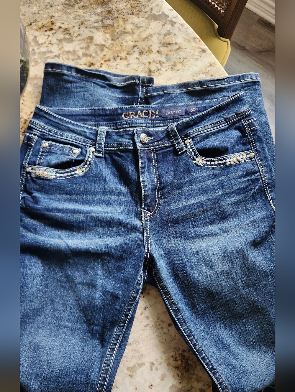 Grace In LA Women's Dark Blue Western Jeans